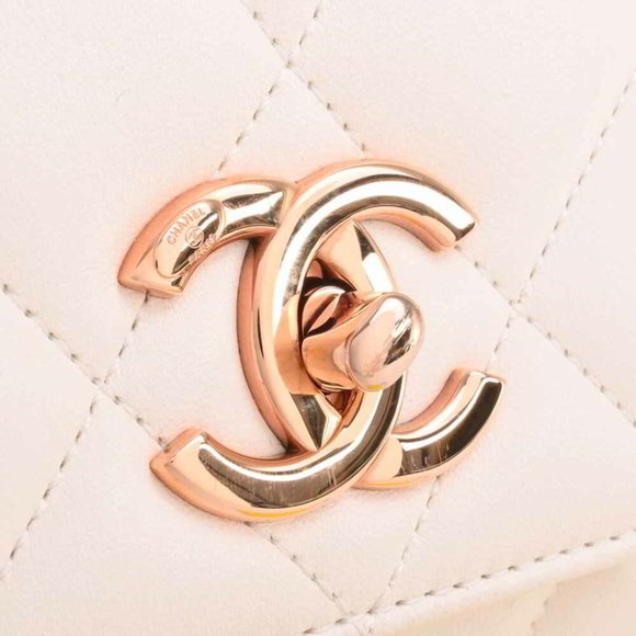 CHANEL Chanel lambskin matelasse here mark trendy CC chain handbag white ladies - Picture 9 of 10
